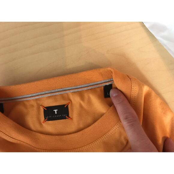 EUC Left Coast Tee Mens Orange L Short Sleeve Shirt 100% Pima Cotton Lightweight - Picture 7 of 7